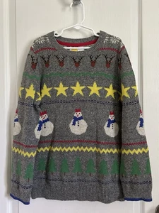 Mini Boden Holiday Fair Isle Ugly Christmas Sweater Reindeer Snowman 140 9-10Y - Picture 1 of 9