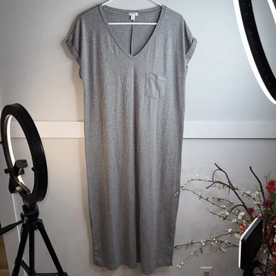 Cuyana Pima Cotton Blend V-Neck SS Minimalist Casual Midi Dress XL - Image 1 of 4