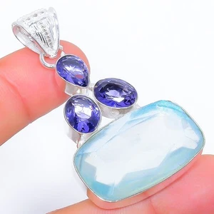 Topacio arco iris místico, tanzanita 925 colgante de joyería de plata esterli... - Imagen 1 de 5