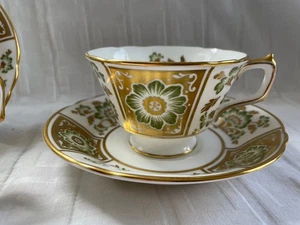 Royal Crown Derby - Green Derby Panel - 2 x Teetassen & Untertassen - Bild 1 von 6