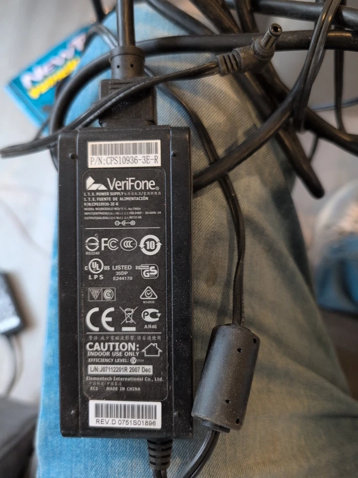 VeriFone VX510 Power Supply Cable Adapter with Cord CPS10936-3F-R AU-7992N - Image 1 of 1