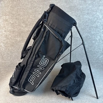 Ping K-56 Carry Stand Golf Bag Black/White 4 Way Divider Double Strap with Cover - Image 1 of 4