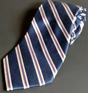 Nautica Repp Silk Navy White Purple Diagonal Stripe men's tie Vintage Royal - Picture 1 of 6