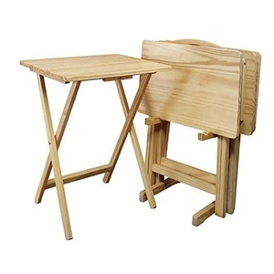 5pcs Tray Table Set, 14.75 in x 19 in x 25.5 in Natural (New) - Picture 1 of 7