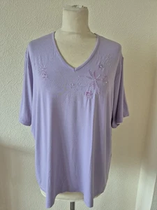 BNWT MARKS AND SPENCER lavender embroidered detail short sleeve top size 22 - Picture 1 of 10
