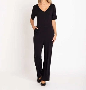 Jumpsuit schwarz 34 Damen Einteiler Jumpsuit mit Taschen & geradem Bein 8.8891 - Bild 1 von 3