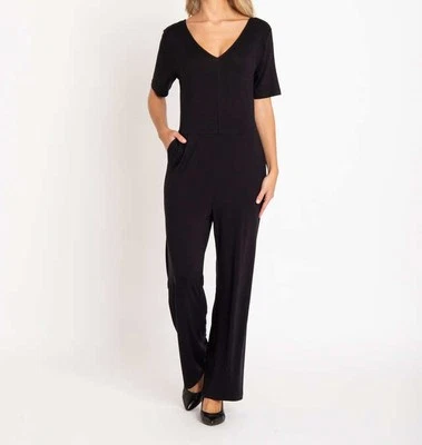 Jumpsuit schwarz 34 Damen Einteiler Jumpsuit mit Taschen & geradem Bein 8.8891 - Bild 1 von 3