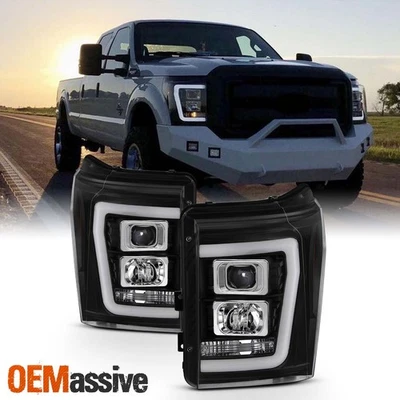 Fits Black 11-16 Ford F-250 F-350 F450 Super Duty Light Bar Projector Headlights - Image 1 of 4