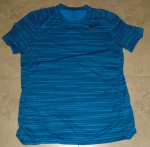 Blue Striped NIKE Dri-Fit Fitted t-shirt Men's L Large - Picture 1 of 2