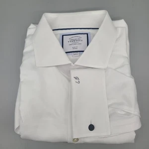 Charles Tyrwhitt Shirt Mens 17.5 XL White Jermyn Street French Cuff Slim Fit - Picture 1 of 8