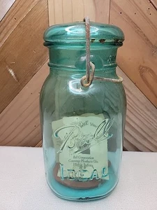 Vintage Ball Ideal Teal Blue Bicentennial Jar Unused With Original Seal & Advert - Picture 1 of 3
