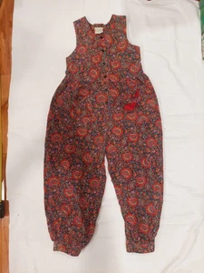 Laura Ashley Girls Mother Child Red Floral Romper Jumpsuit CorduroySize 10 Years - Picture 1 of 12