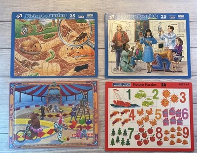 (LOT OF 4) Vintage 1990’s Puzzle Patch Discovery Toys 25pc Picture Puzzles USA - Image 1 of 4