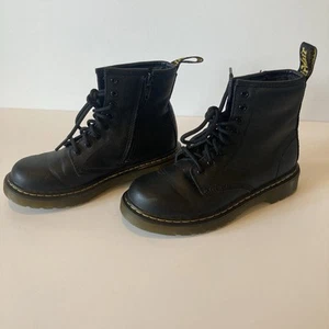 Doc Martens Boots Youth Size 1 Lace Up Kids Black Leather Side Zip GT 05X JY004 - Picture 1 of 12