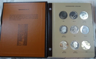 1971-1978 Eisenhower Silver Dollars 32 Coins 40% Silver Dansco Album Set Proof - Image 1 of 4