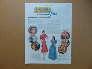 1938 Wrigley's DOUBLE MINT GUM and DOUBLE MINT DRESS Fashion art print ad - Picture 1 of 1