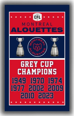 Montreal Alouettes Football Team Grey Cup Champions Flag 90x150cm 3x5ft Banner - Image 1 of 4