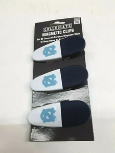 North Carolina Tar Heels NCAA Set of 3 Magnetic Bag Clips - Picture 1 of 3