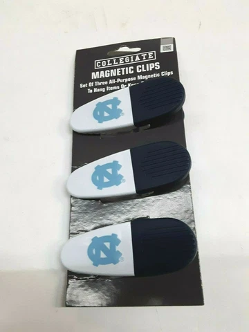 North Carolina Tar Heels NCAA Set of 3  Magnetic Bag Clips Cover