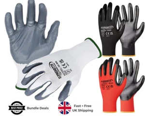 24 Pairs PREMIUM NITRILE COATED Red Nylon Work Gloves Builders Gardening Grip - Picture 1 of 7