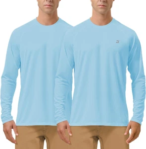 Mens UPF 50+ UV Sun Protection Shirts Outdoor Long Sleeve SPF Rash Guard for Fis - Picture 1 of 5