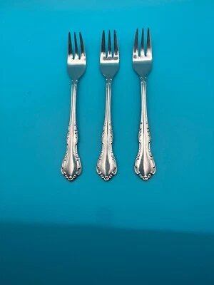 QUEENS COURT by UNKNOWN Stainless JAPAN Glossy 3 COCKTAIL FORKS (5.5/8") - Image 1 of 4