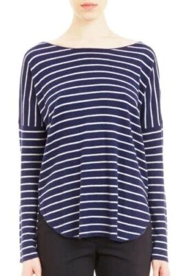 $310 VINCE NAVY STRIPED WOOL Oversized CASHMERE BOATNECK SWEATER SIZE M - Image 1 of 4