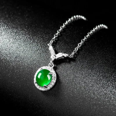 Collar moderno colgante de jadeíta verde para mujer regalo asiático joyería de moda Foto 1 de 4