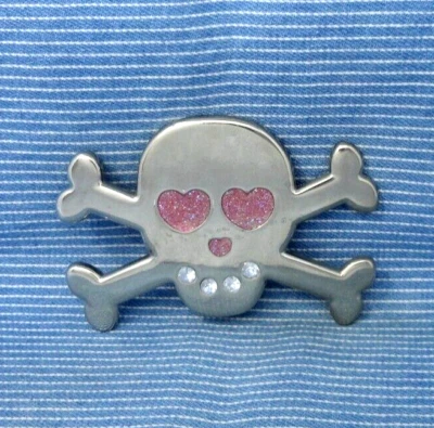 Череп скрещенные кости ремня пряжка мотоциклиста Babe стразы розовый блестящий винтажный .TYC269 - Изображение 1 из 4