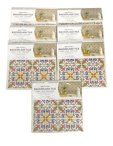 Lot of 7 IN HOME 10" x 10" Peel & Stick Backsplash Tiles, TUSCAN, 28 Tiles Total - Picture 1 of 3