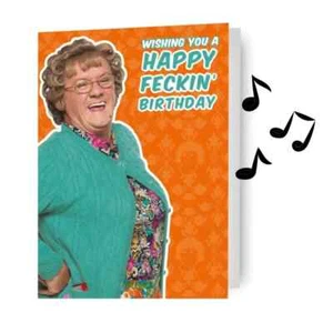 Tarjeta de cumpleaños Mrs Brown's Boys sonido musical tarjeta de cumpleaños incluye sobre - Imagen 1 de 5