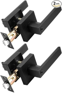 Probrico Black Flat Square Door Handle Keyed alike, Heavy Duty Flat Square 2 Pk - Picture 1 of 4