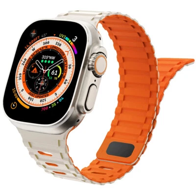 For Apple Watch Ultra3/2/1 49mm Magnetic Silicone Strap Series 11 10 9 8 7 6 5 4 - Image 1 of 4
