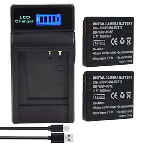 2 Battery +Miro Charger For Panasonic Lumix DMC-FS3 DMC-FS5 DMC-FX30 DMC-FX500