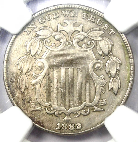 1883/2 Shield Nickel 5C - Certified NGC AU Details - Rare Overdate Variety! Cover