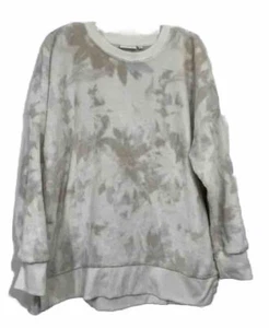 Kohls SO Sweatshirt L Plush Fleece Ivory Floral Pullover Faux Fur Top Shirt - Picture 1 of 8