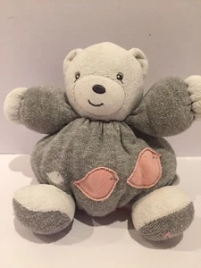 Kaloo Zen Chubby Bear 3 Birds Grey White Pink Soft Toy doudou 2012 comforter - Picture 1 of 9