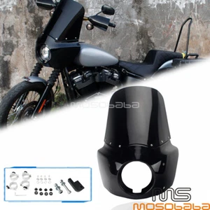 Adjustable 15'' Tall Windshield Club Style Fairing For Harley Dyna Fat Bob FXDF - Picture 1 of 9