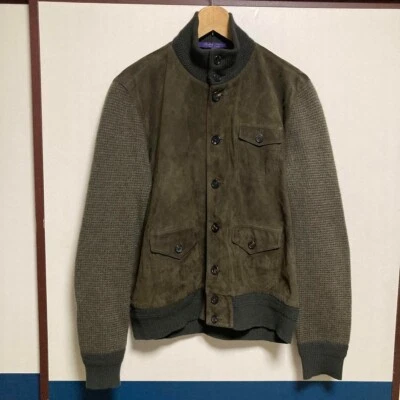 Chaqueta Ralph Lauren Etiqueta Púrpura Gamuza Cuero Mezcla Cachemira Para Hombre Talla XL F/S Foto 1 de 4