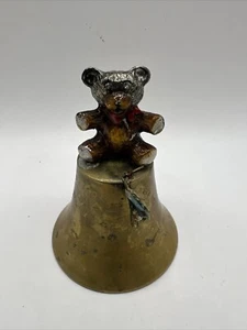 Vintage Collectible Solid Brass Teddy Bear Bell - Picture 1 of 5