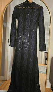 ZARA NEW WOMAN LONG CROCHETED KNIT DRESS LIMITED EDITION BLACK SIZE S 9598/248 - Picture 1 of 7
