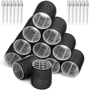 Big Self-Grip Hair Curlers Rollers with Stainless Steel Duckbill Clips for Long, - Picture 1 of 12