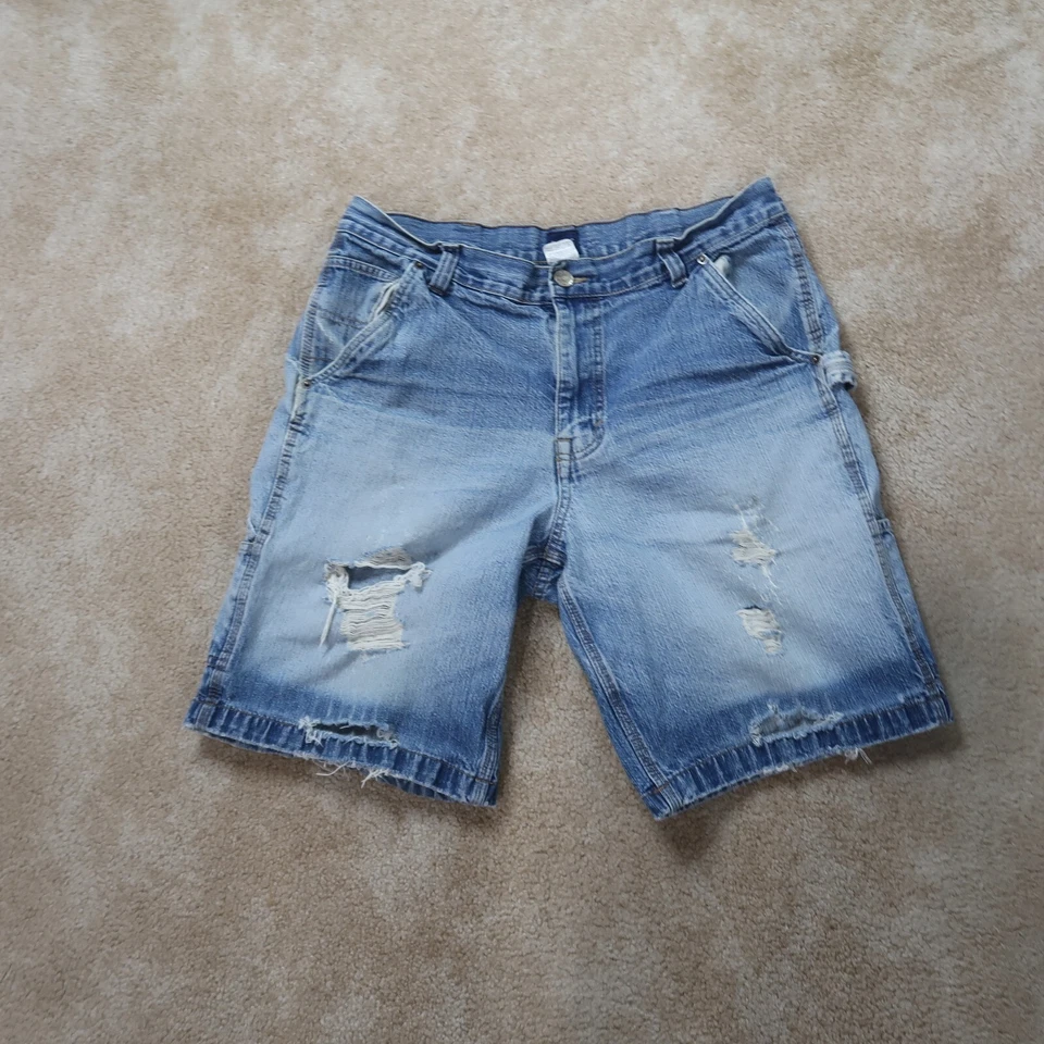 Винтажные мужские шорты плотника Basic Editions 34 искусственно состаренный синий деним - Изображение 1 из 4