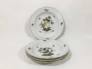 4x Herend Rothschild Bird Round Deep Plates Soup pasta Bowls 25,5 cm - Picture 1 of 9