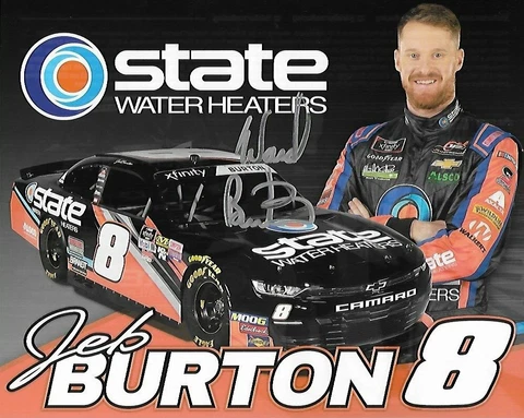 JEB BURTON 2019 SIGNED BY WARD BURTON "STATE WATER HEATERS" #8 NASCAR POSTCARD Cover