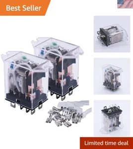 Versátiles paquetes de 2 relés de alimentación DC 12V DPDT - 10A con conectores de tornillo duraderos - Imagen 1 de 6
