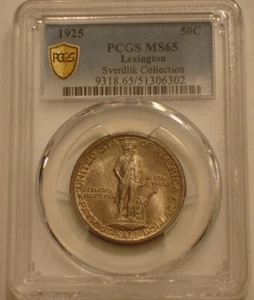 1925 LEXINGTON Commemorative Half Dollar PCGS MS 65 GOLD Shield Holder SVERDLIK - Picture 1 of 8