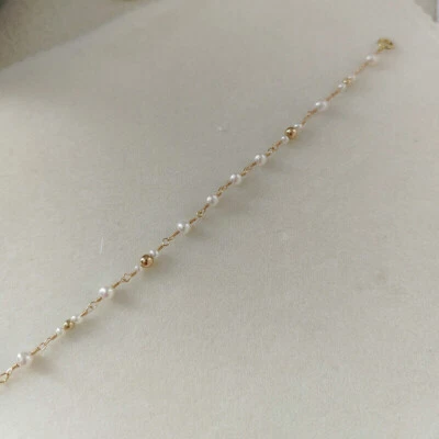New Design Gorgeous Round AAA South Sea White Pearl Bracelet 7.5-8" 14K Gold P - Image 1 of 4