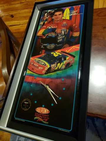 NIB JEBCO 1997 JEFF GORDON DUPONT CAR #0435/5000 W/BOX WALL MOUNT WOOD CLOCK Cover