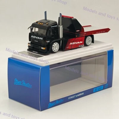 SH 1:64 KamaZ Spoon Sports Flatbed Tow Truck Black Diecast Model Car Collection - Image 1 of 4